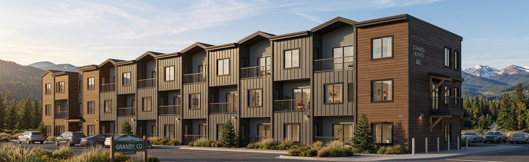 Vederra modular building exterior — north corner